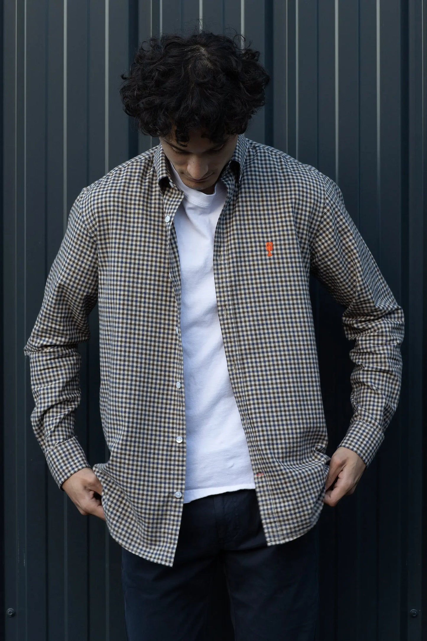 Chemise à Carreaux en Coton Brossé « Caen » La 5ème Homme