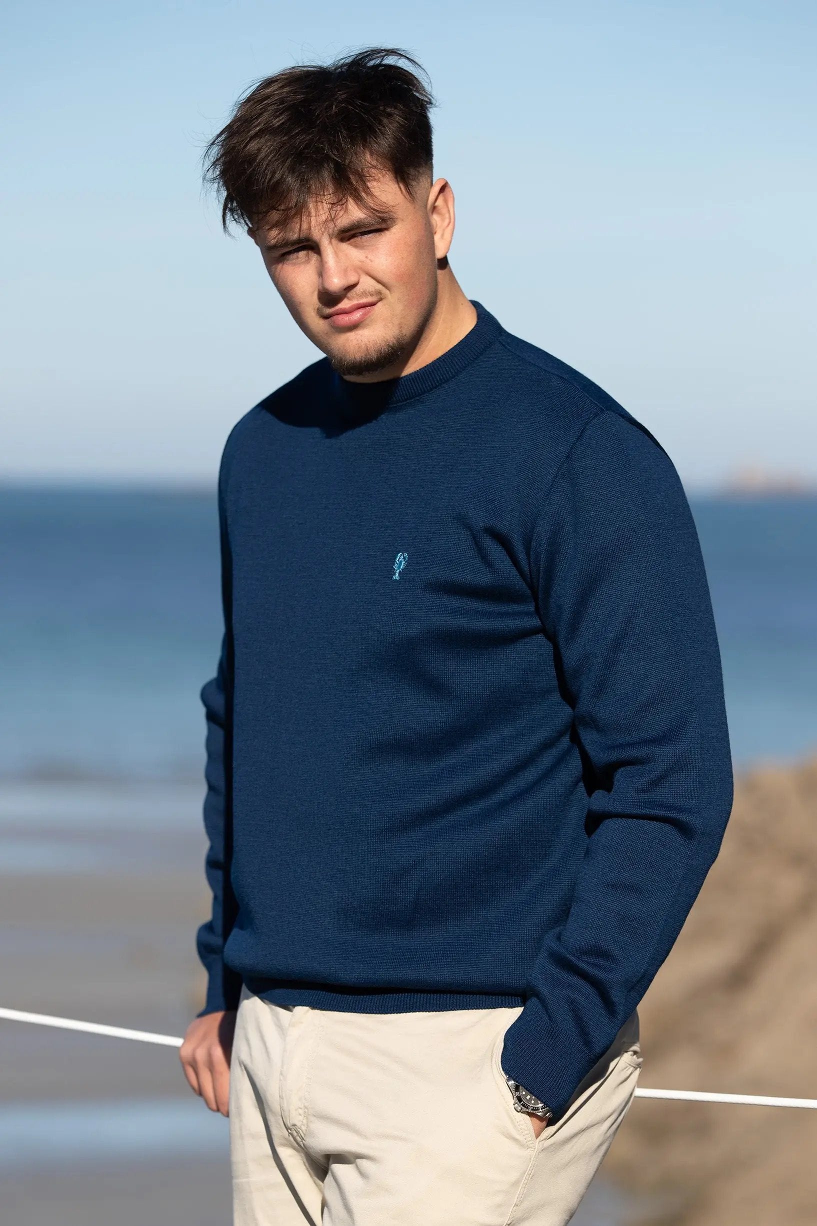 Pull Brise Mer col rond en laine vierge | Style marin | Baie des Caps