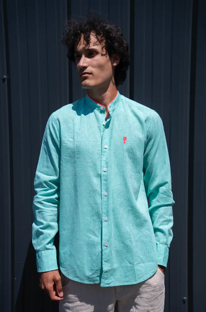 Chemise Col Mao en Lin La 5ème Homme 