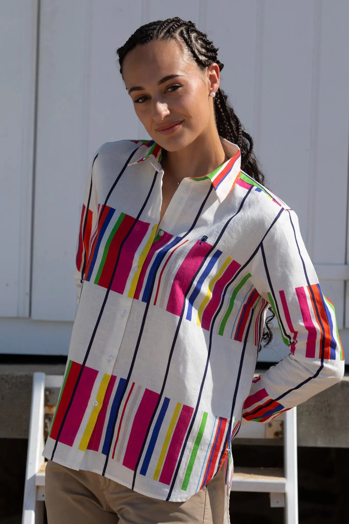 Chemise Multicolore en Lin et Coton "Célia" La 5ème Homme 
