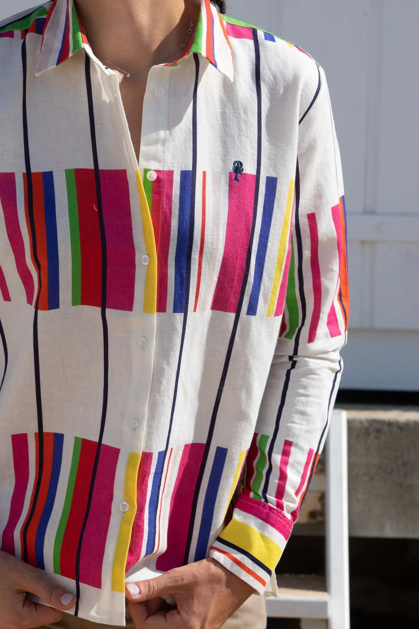 Chemise Multicolore en Lin et Coton "Célia" La 5ème Homme 