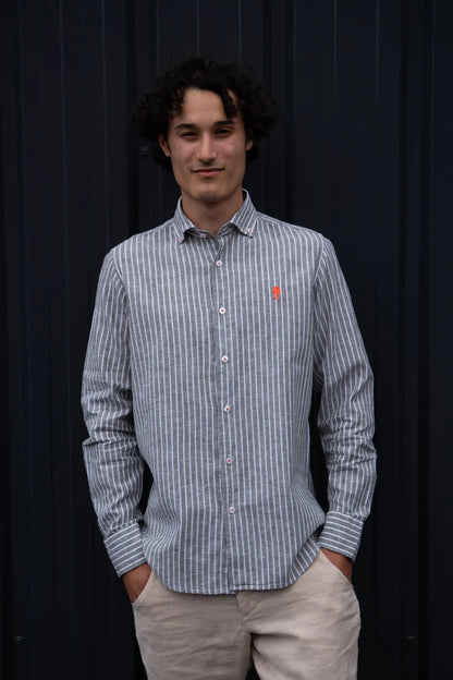 Chemise Rayée en Lin La 5ème Homme 