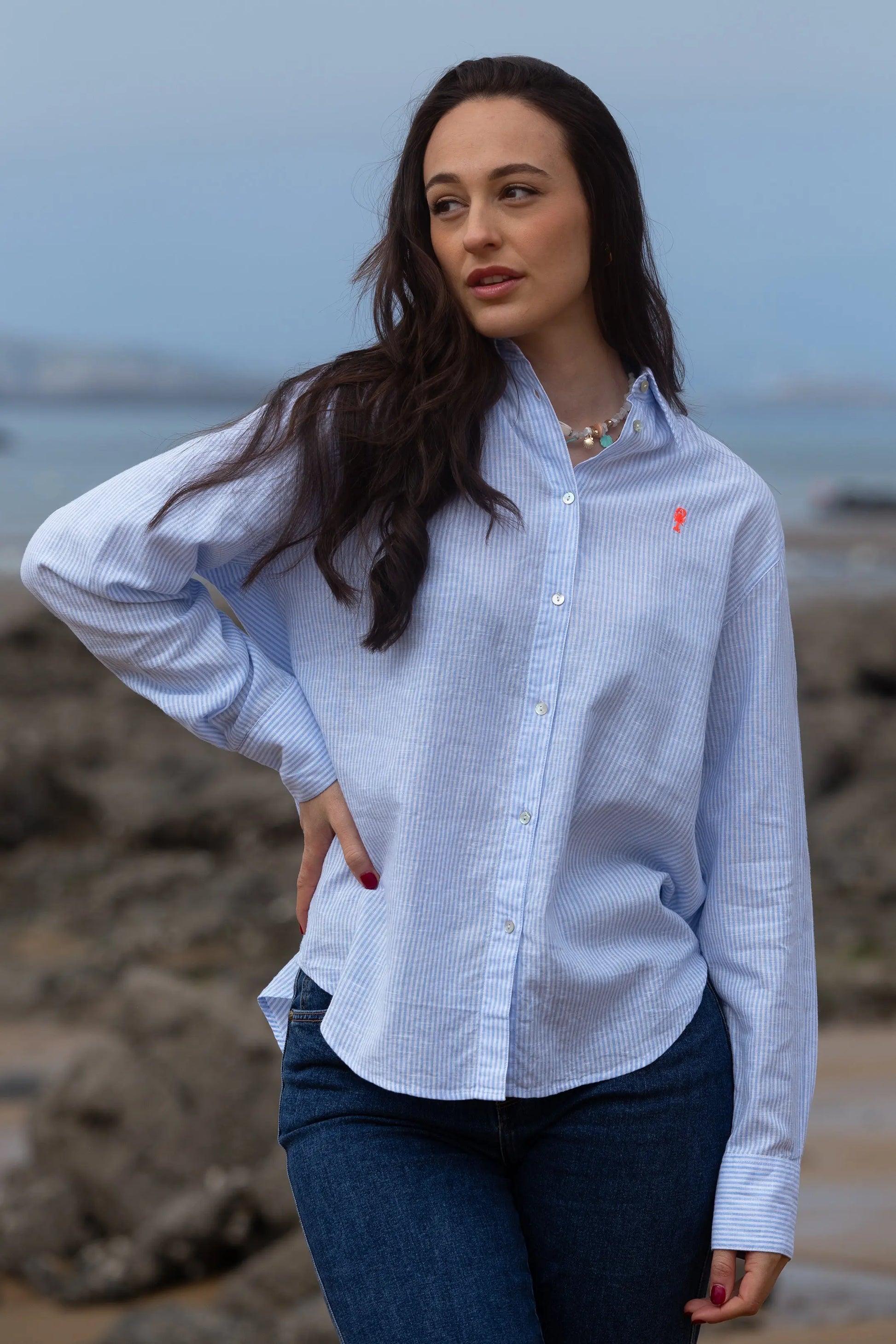 Chemise Lin Oversize Rayée