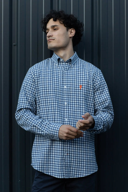 Chemise à Carreaux en Coton Brossé « Caen » La 5ème Homme 