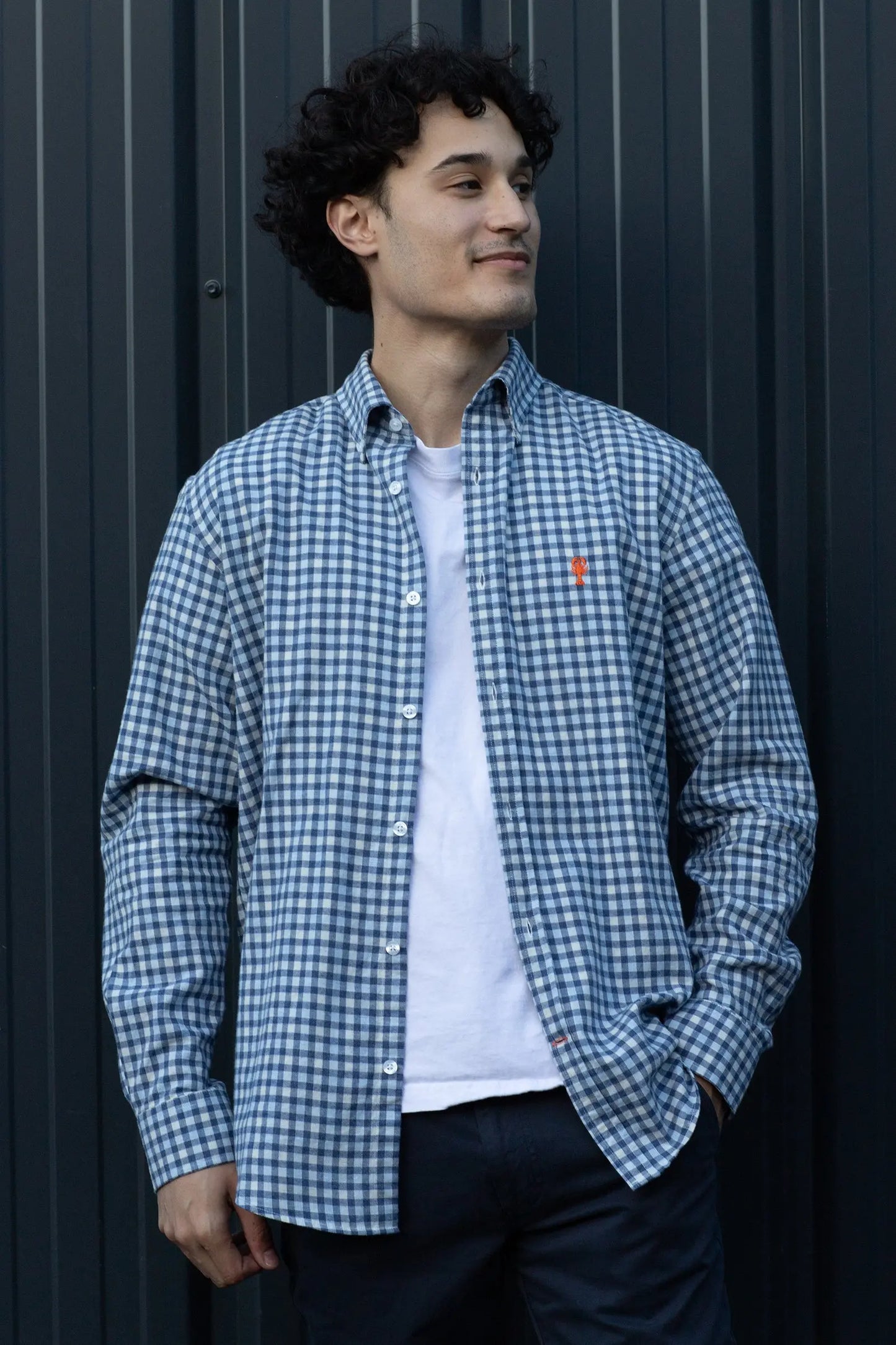 Chemise à Carreaux en Coton Brossé « Caen » La 5ème Homme 