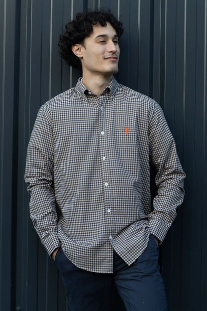 Chemise à Carreaux en Coton Brossé « Caen » La 5ème Homme 