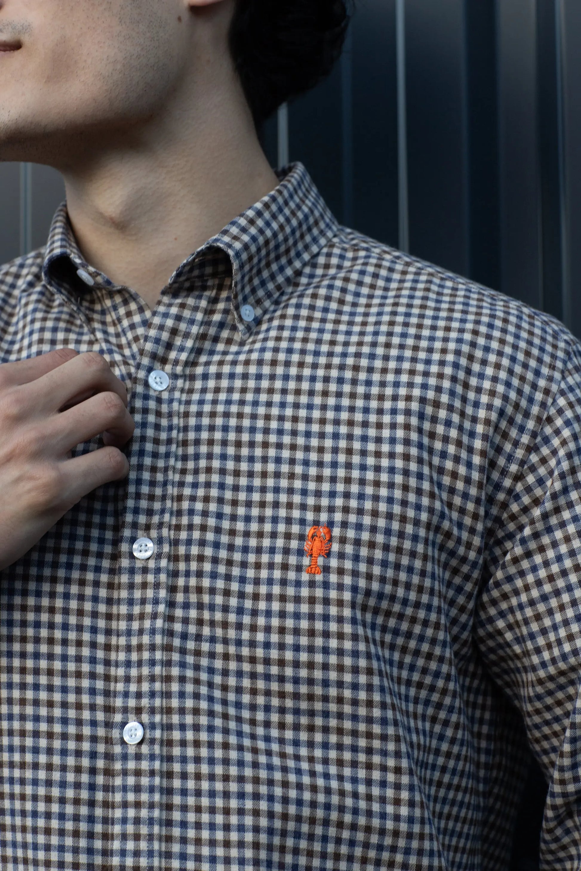 Chemise à Carreaux en Coton Brossé « Caen » La 5ème Homme 