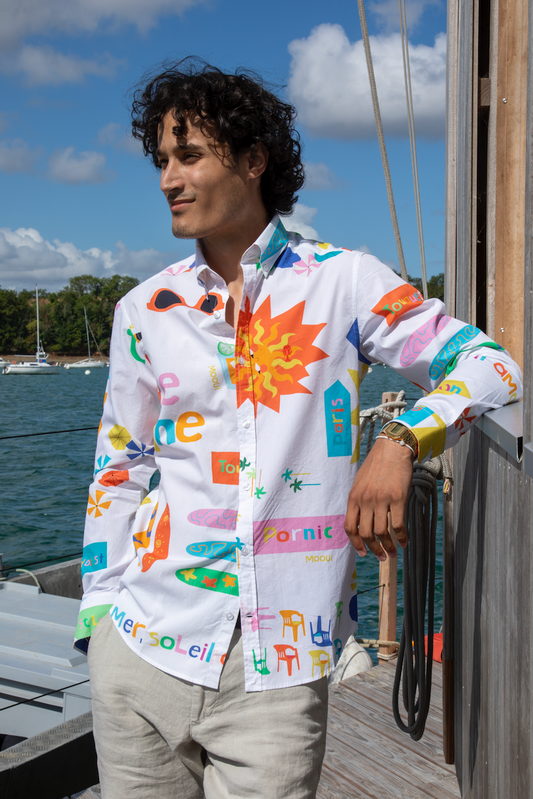Chemise en coton "Plage" La 5ème Homme 