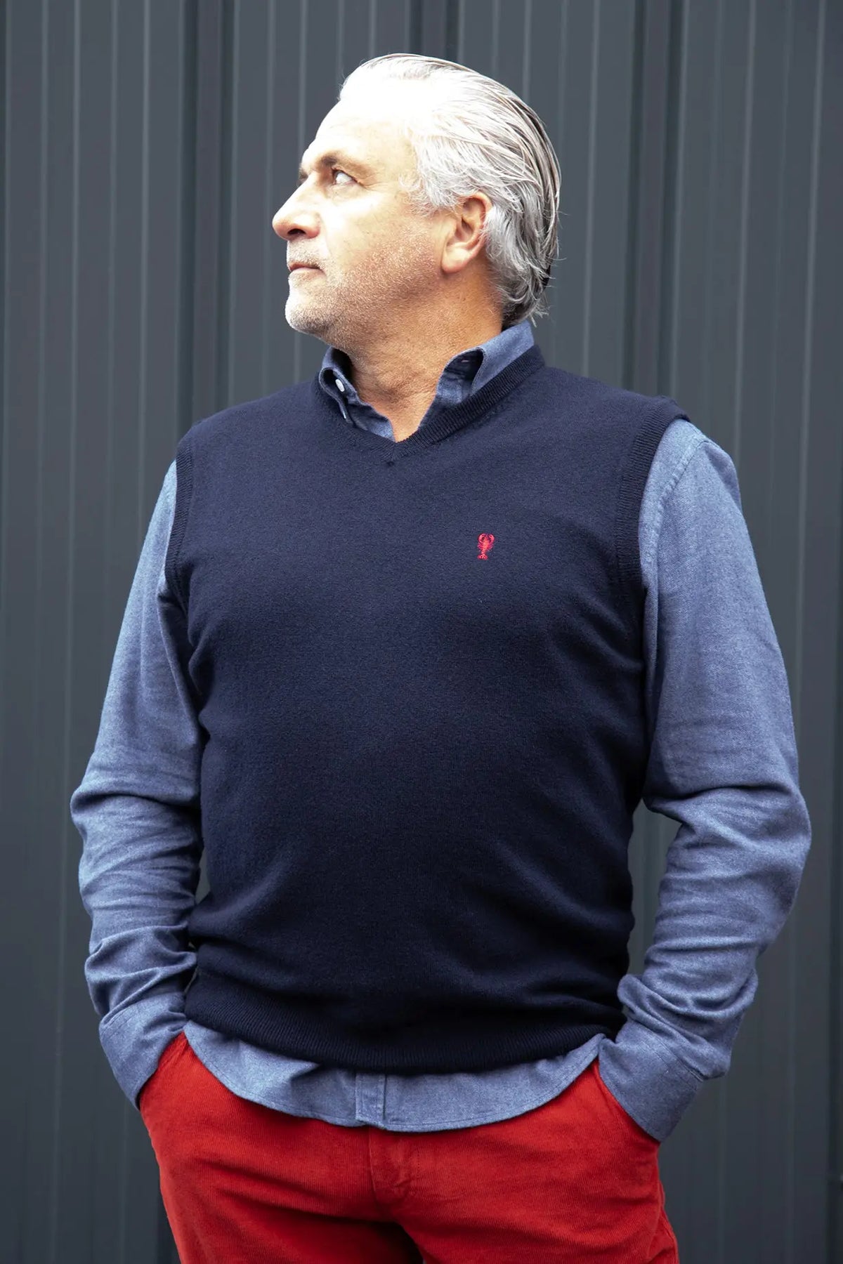 Pull Sans Manches Col V en Laine « Vincenzo » La 5ème Homme 