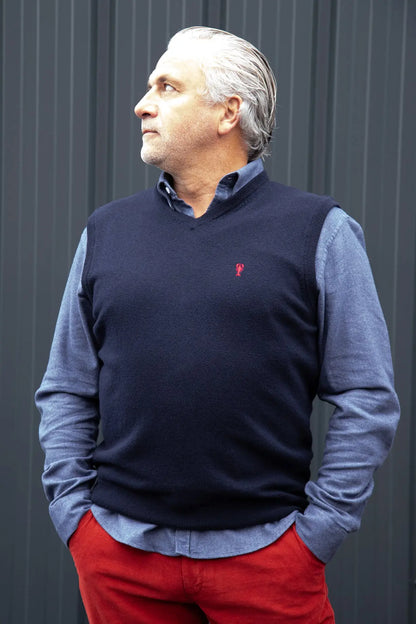 Pull Sans Manches Col V en Laine « Vincenzo » La 5ème Homme 
