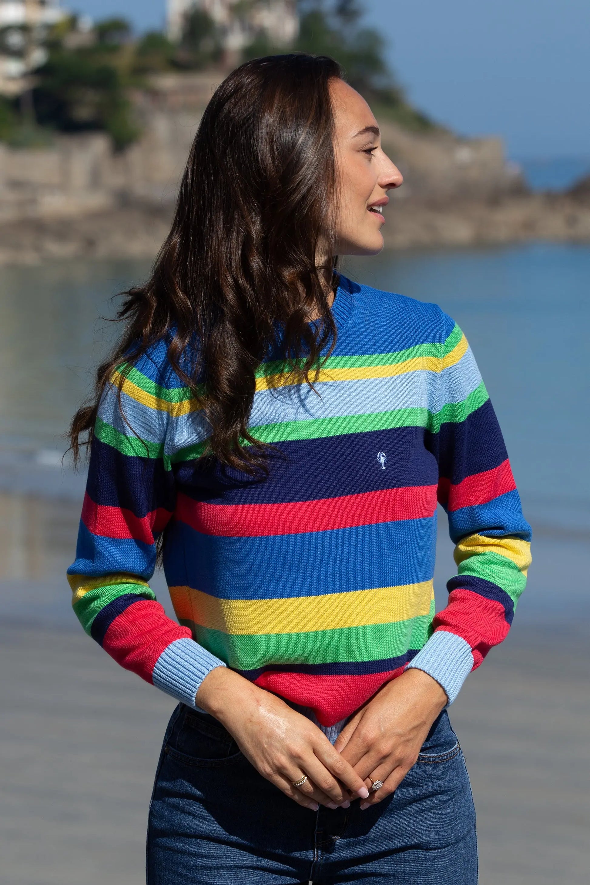 Pull à col roulotté rayé en coton pour femme | Ralph Lauren® FR Pull à col roulotté rayé en coton pour femme | Ralph Lauren® FR